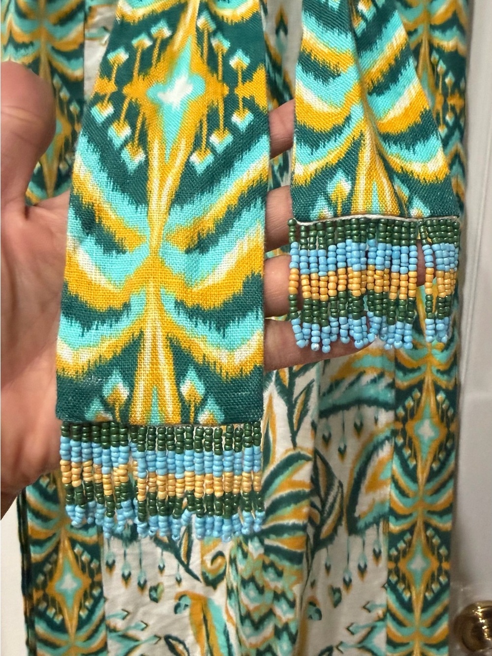 NWT FARM Rio Green & Yellow Halter Dress - Picture 3 of 16